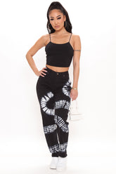 Follow You Anywhere Tie Dye Mom Jeans - Black Ins Street